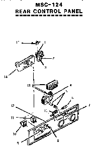 Rear Control Panel Diagram and Parts List for MSC124  Thermador Range