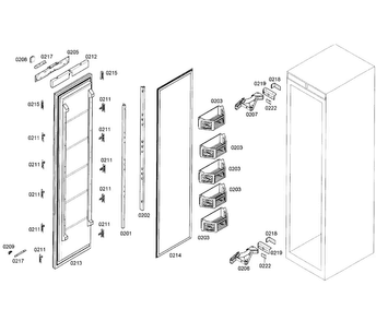 Door Assy Diagram and Parts List for T24IF70NSP 43 Thermador Freezer