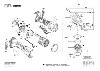 Diagram 1 Diagram and Parts List for GWS18V-15P 3 601 JH6 A82 Bosch Angle Grinder