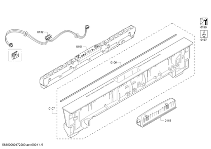 Diagram 1 Diagram and Parts List for SHX68T52UC-07  Bosch Dishwasher