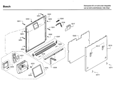Door Diagram and Parts List for SHV68TL3UC 07 Bosch Dishwasher