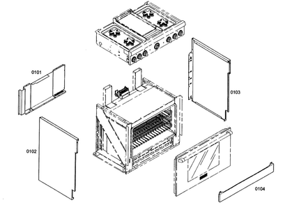 Outside Part Diagram and Parts List for PRL364EDH03  Thermador Range