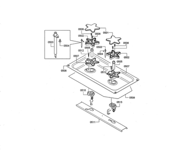 Venturi Tube/Electrode Diagram and Parts List for PRD48JDSGU 06 Thermador Range