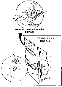 Deflector Bracket And Body Detail Diagram and Parts List for CT130  Thermador Wall Oven