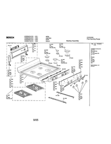 Maintop Assembly Diagram and Parts List for HGS242UC 01 Bosch Range