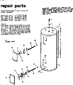 Replacement Parts Diagram and Parts List for 153325840  Kenmore Water Heater