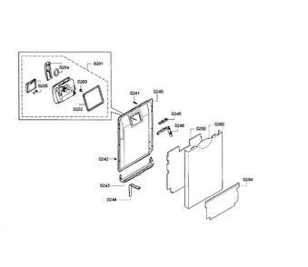 Door Section Diagram and Parts List for SPE68U55UC 33 Bosch Dishwasher
