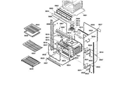 Frame Diagram and Parts List for HBL752AUC 02 Bosch Wall Oven