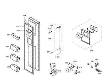 Freezer Door Diagram and Parts List for B20CS50SNB 01 Bosch Refrigerator