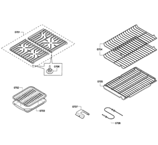 Grates/shelfs Diagram and Parts List for HGS7282UC 05 Bosch Range