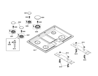 Maintop Diagram and Parts List for NGM5024UC 01 Bosch Cooktop