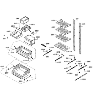 Shelfs Diagram and Parts List for T24IF70NSP 47 Thermador Freezer