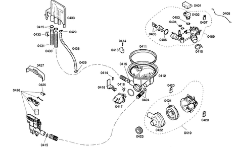 Pump Assy Diagram and Parts List for SHX33A06UC 21 Bosch Dishwasher