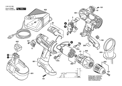 Section 1 Diagram and Parts List for GSR18VE-2BUL 0601912360 Bosch Screwdriver