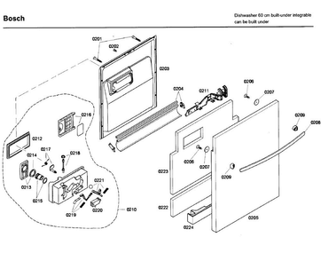 Door Asy Diagram and Parts List for SHX43C02UC 53 Bosch Dishwasher