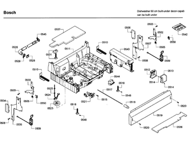 Base Diagram and Parts List for SHE65P05UC 61 Bosch Dishwasher