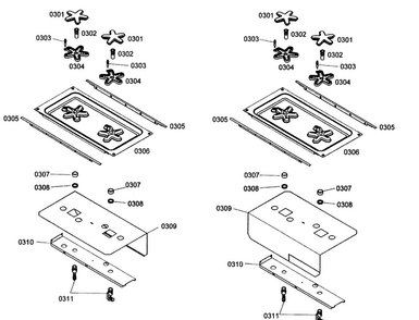 Burner Assy Diagram and Parts List for PRG364ELG01  Thermador Range