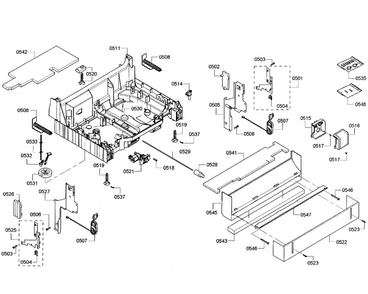 Base Assy Diagram and Parts List for SHX55R52UC 64 Bosch Dishwasher
