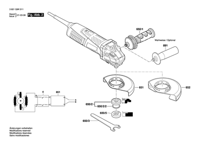 Diagram 2 Diagram and Parts List for GWS13-60 3 601 G9K 011 Bosch Angle Grinder
