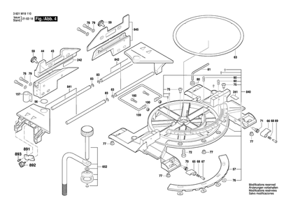 Diagram 4 Diagram and Parts List for CM8S 3 601 M19 110 Bosch Miter Saw