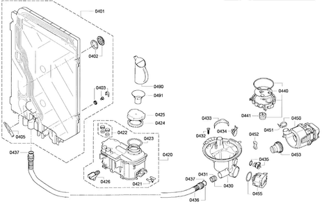 Pump Assy Diagram and Parts List for DWHD650GPR 01 Thermador Dishwasher