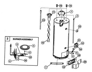 Water Heater Diagram and Parts List for 153333346  Kenmore Water Heater