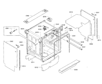 Cabinet Section Diagram and Parts List for SHE9PT55UC B4 Bosch Dishwasher