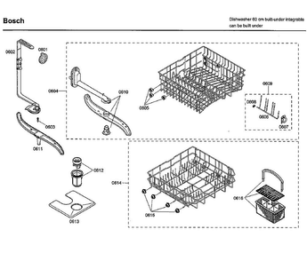 Baskets Diagram and Parts List for SHX33A05UC 38 Bosch Dishwasher
