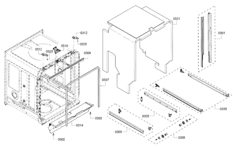 Frame Diagram and Parts List for SHX68T55UC 07 Bosch Dishwasher