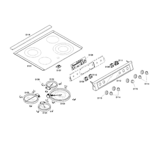 Cooktop Diagram and Parts List for HEI7132U 02 Bosch Range