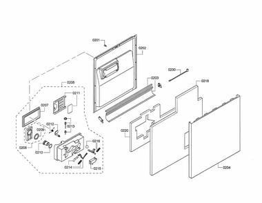 Door/dispenser Diagram and Parts List for S35KMK35UC 64 Bosch Dishwasher