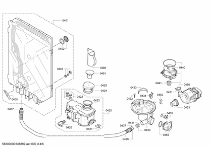Diagram 4 Diagram and Parts List for SHE68E05UC-25  Bosch Dishwasher