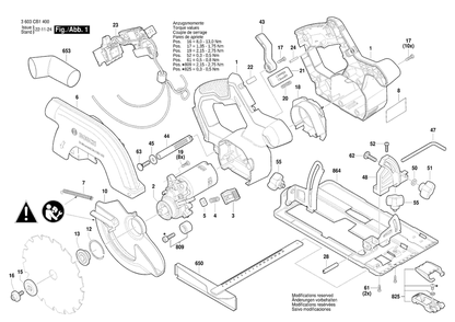 Diagram Diagram and Parts List for 3603CB1400  Bosch Circular Saw