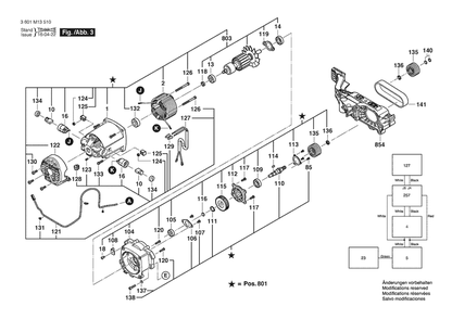 Section 3 Diagram and Parts List for GTS1041A-09 3601M13510 Bosch Table Saw
