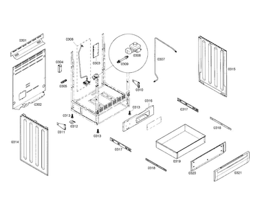Drawer/side Panels Diagram and Parts List for HGS3052UC 01 Bosch Range
