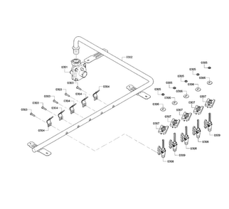 Burner Valve Diagram and Parts List for NGM8065UC 01 Bosch Cooktop