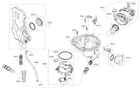 Pump Diagram and Parts List for SHV68T53UC 04 Bosch Dishwasher
