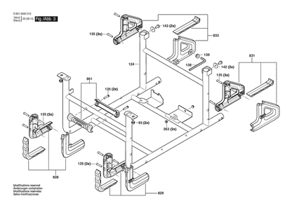 Section 3 Diagram and Parts List for 3601M48010  Bosch Table Saw