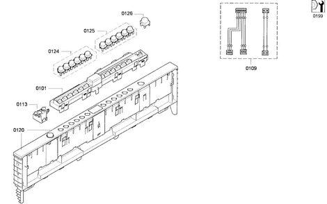 Control Panel Diagram and Parts List for DWHD650GPR 01 Thermador Dishwasher