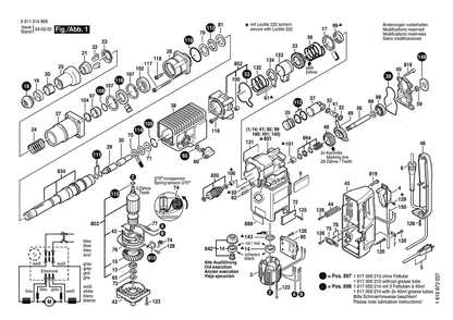 Section 1 Diagram and Parts List for 0611214839  Bosch Hammer Drill
