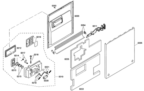 Door Assy Diagram and Parts List for SHV65P03UC 53 Bosch Dishwasher