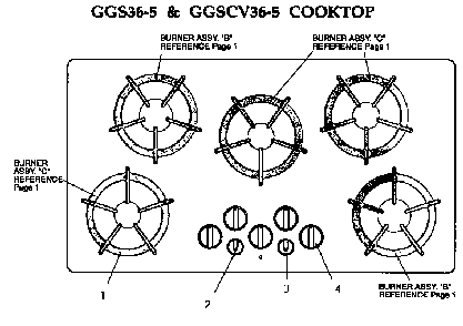 Section 6 Diagram and Parts List for GGSCV36  Thermador Cooktop