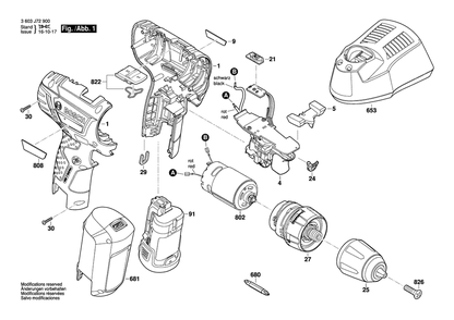 Diagram Diagram and Parts List for PSR10,8LI-2 3 603 J72 902 Bosch Cordless Drill