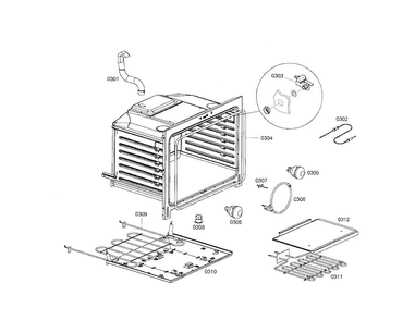 Burner/broil Diagram and Parts List for HDS7052U 01 Bosch Range