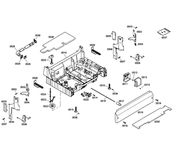 Base Assy Diagram and Parts List for SHE55C05UC 57 Bosch Dishwasher
