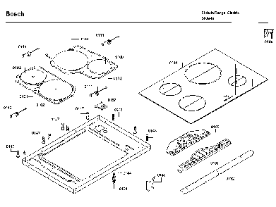 Top assy Diagram and Parts List for HIIP054U 05 Bosch Range