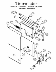 Drop-in Snorkel Assembly (rdds30vqb(prior-9707)) (rdds30vrs(prior-9707)) (red30vqb(prior-9707)) (red30vqrs(prior-9708)) (red30vqw(prior-9708)) Diagram and Parts List for RED30VQW PRIOR-9708 Thermador Range