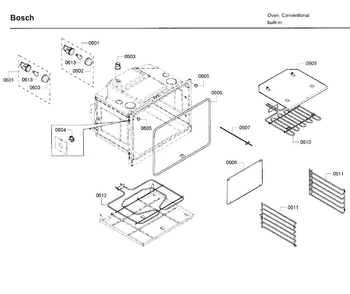 Inner Parts 2 Diagram and Parts List for HBL5650UC 08 Bosch Wall Oven