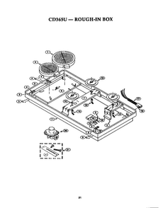 Rough-in Box Diagram and Parts List for CD365U  Thermador Cooktop