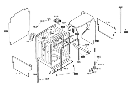 Cabinet Diagram and Parts List for DWHD94EP 46 Thermador Dishwasher